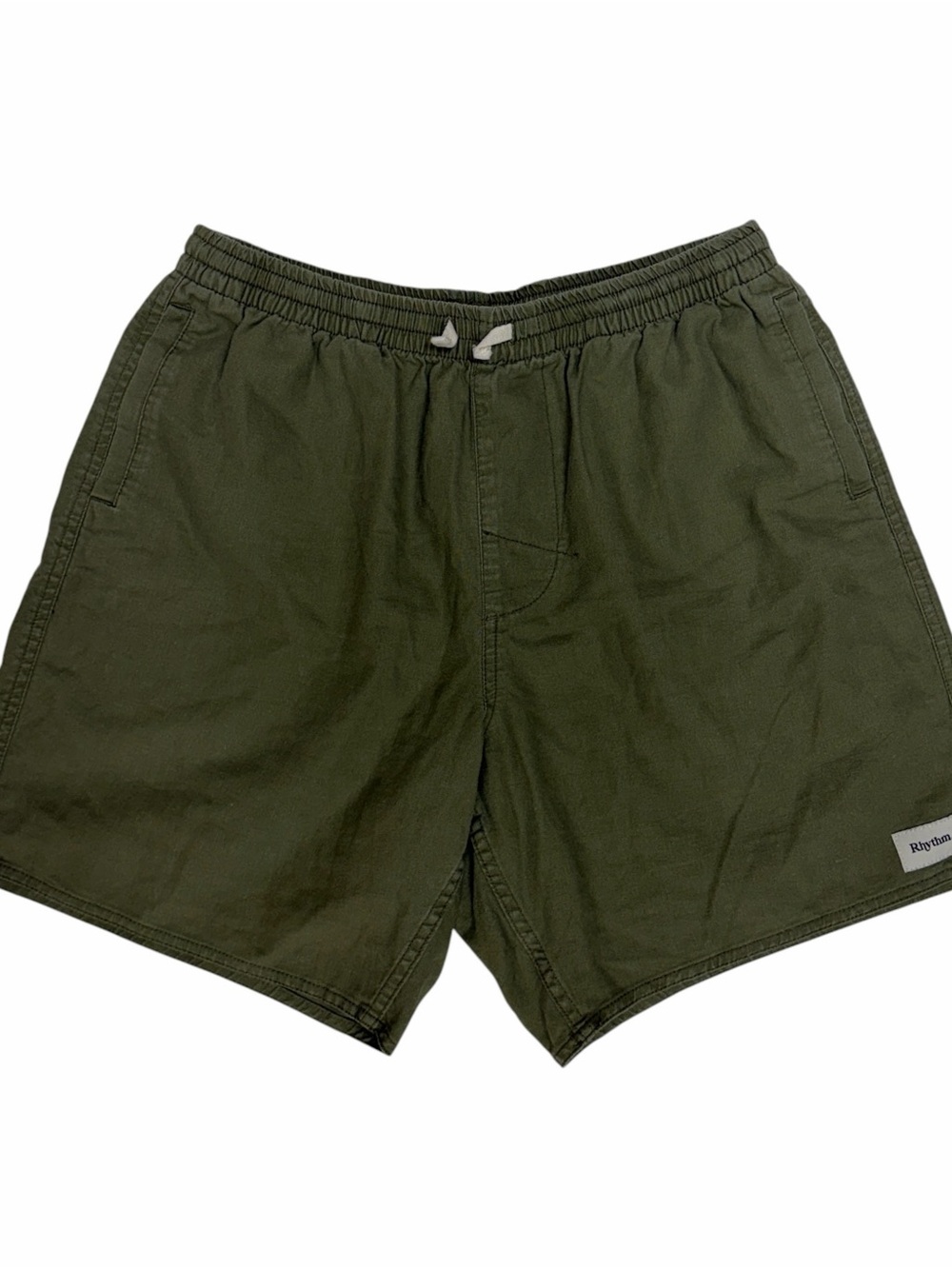 Rhythm Linen Shorts Mens 34 Olive Classic Jam Chino Drawstring Beach Huckberry